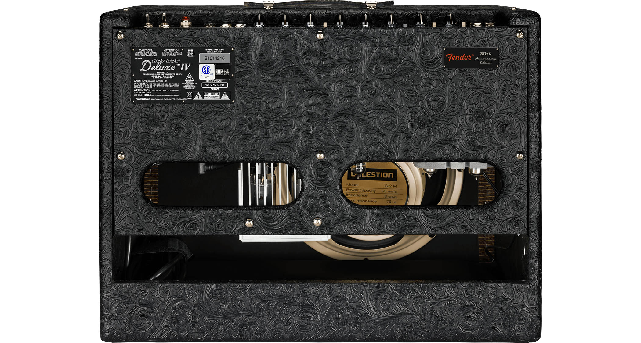 Fender 30th Anniversary Hot Rod Deluxe: the special edition tube combo comes finished with a commemorative "Western" vinyl covering, with gold and brown grille cloth.