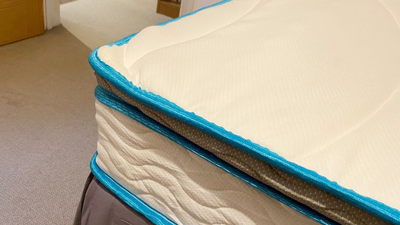 A closeup of the Linenspa Memory Foam Hybrid Mattress