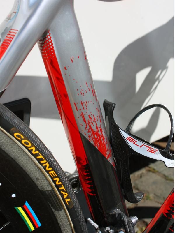 We asked team equipment manager Hermann Pacal just to be sure - yup, that's supposed to be blood spatter.