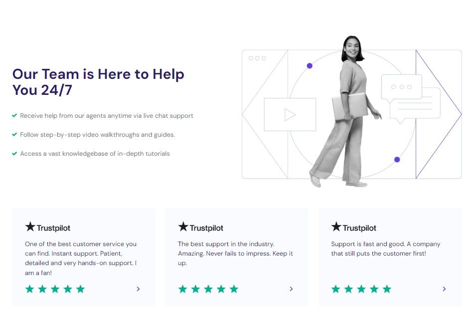 A photo of Hostinger's site featuring their customer support