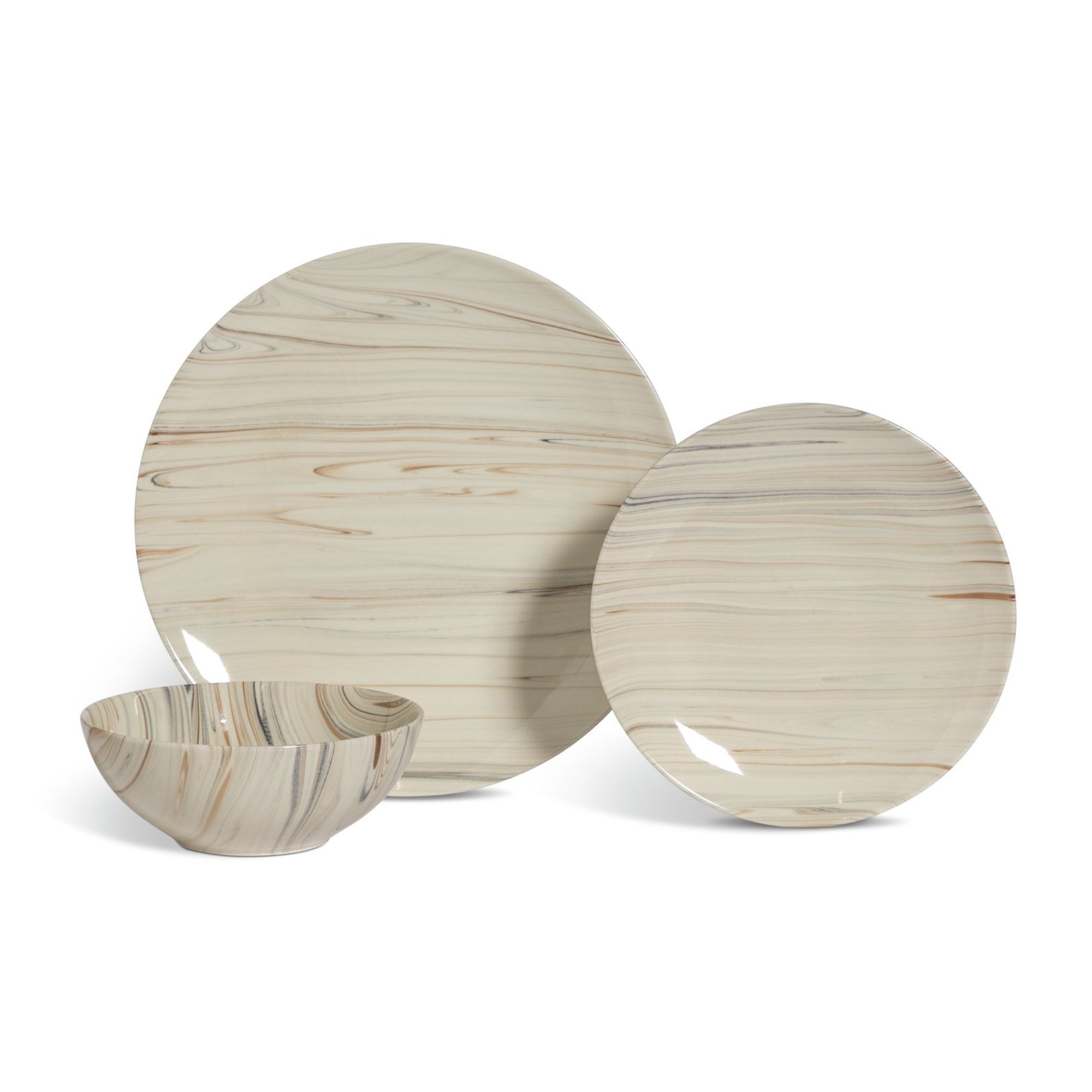 Habitat, Marble Slip 12 Piece Stoneware Dinner Set - Cream