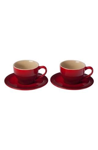 Set of 2 Cappuccino Cups & Saucers