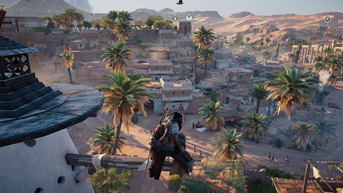 Sitting on a perch above a city in AC Origins