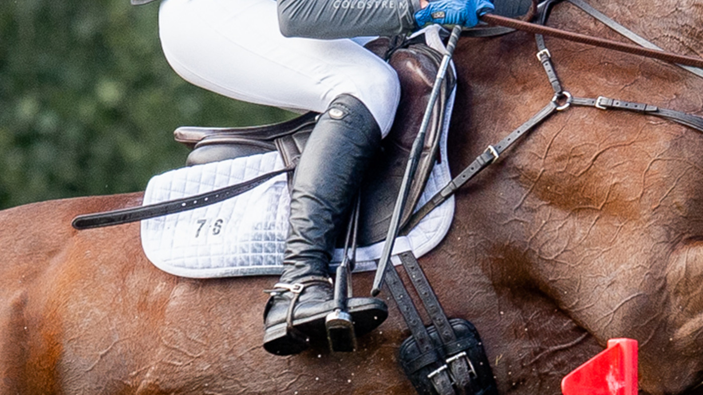 Rider in a jump saddle