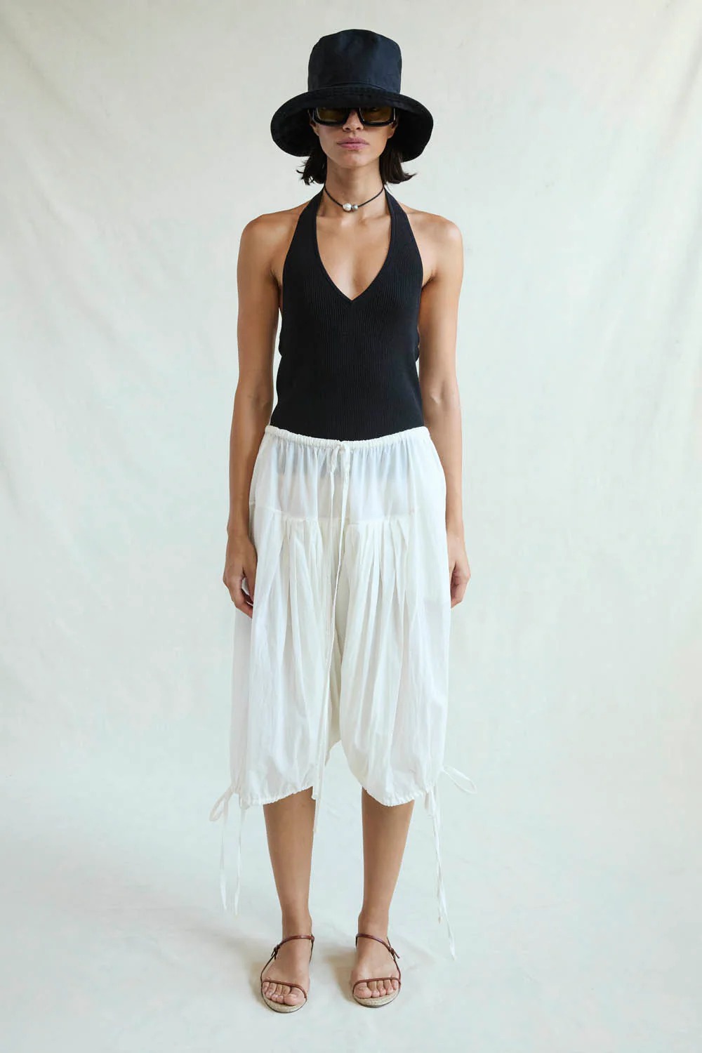 Chan Luu, Million Pleats Fisherman Shorts Natural