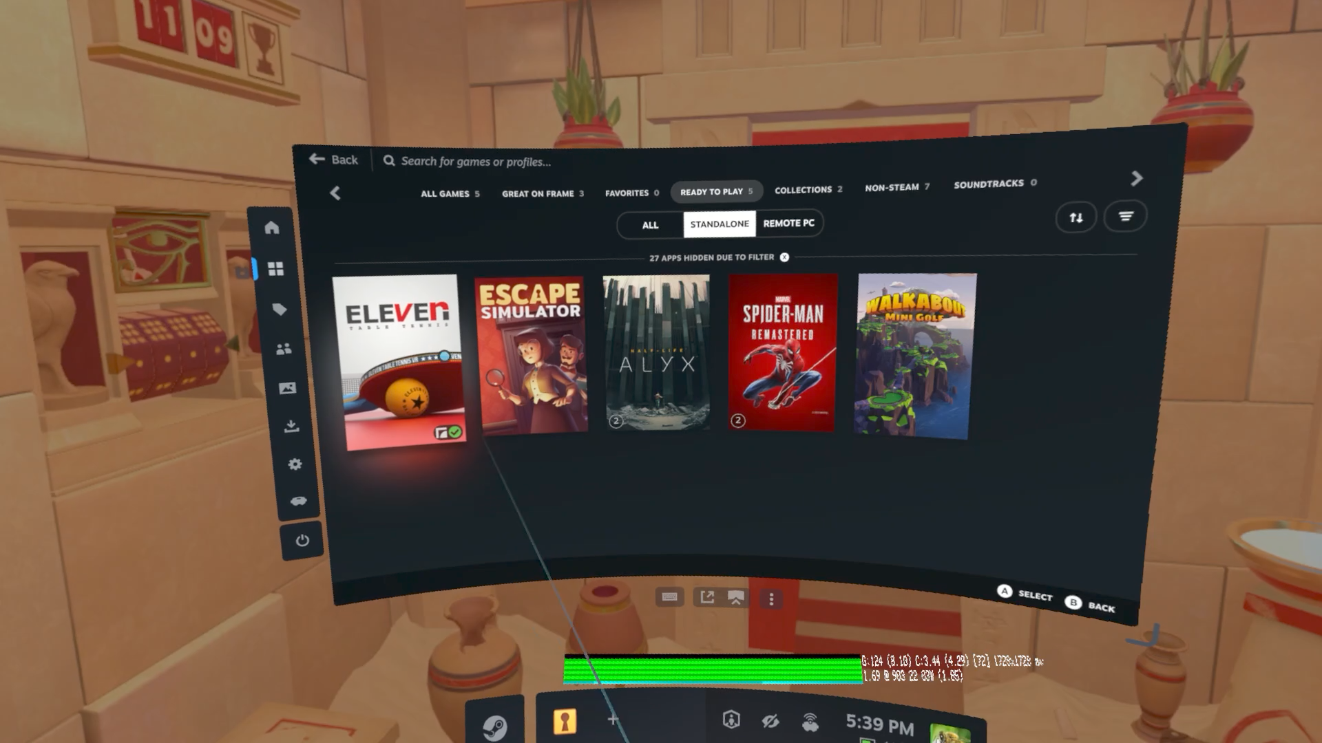 The Steam Frame's UI, powered by SteamOS.