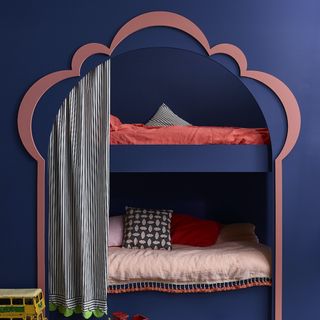 built in bunk beds with blue frame