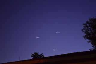 Mars, Saturn and Spica in Cupertino, CA
