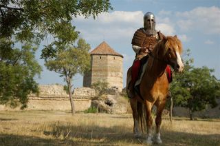 Medieval European knight in the castle