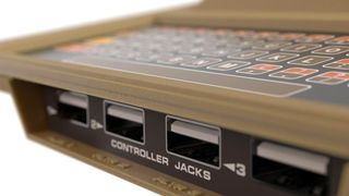 Atari 400; a close up of a retro computer keyboard