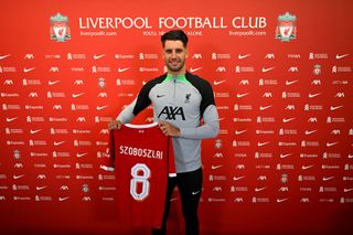 Dominik Szoboszlai new signing for Liverpool at AXA Training Centre on July 02, 2023 in Kirkby, England.