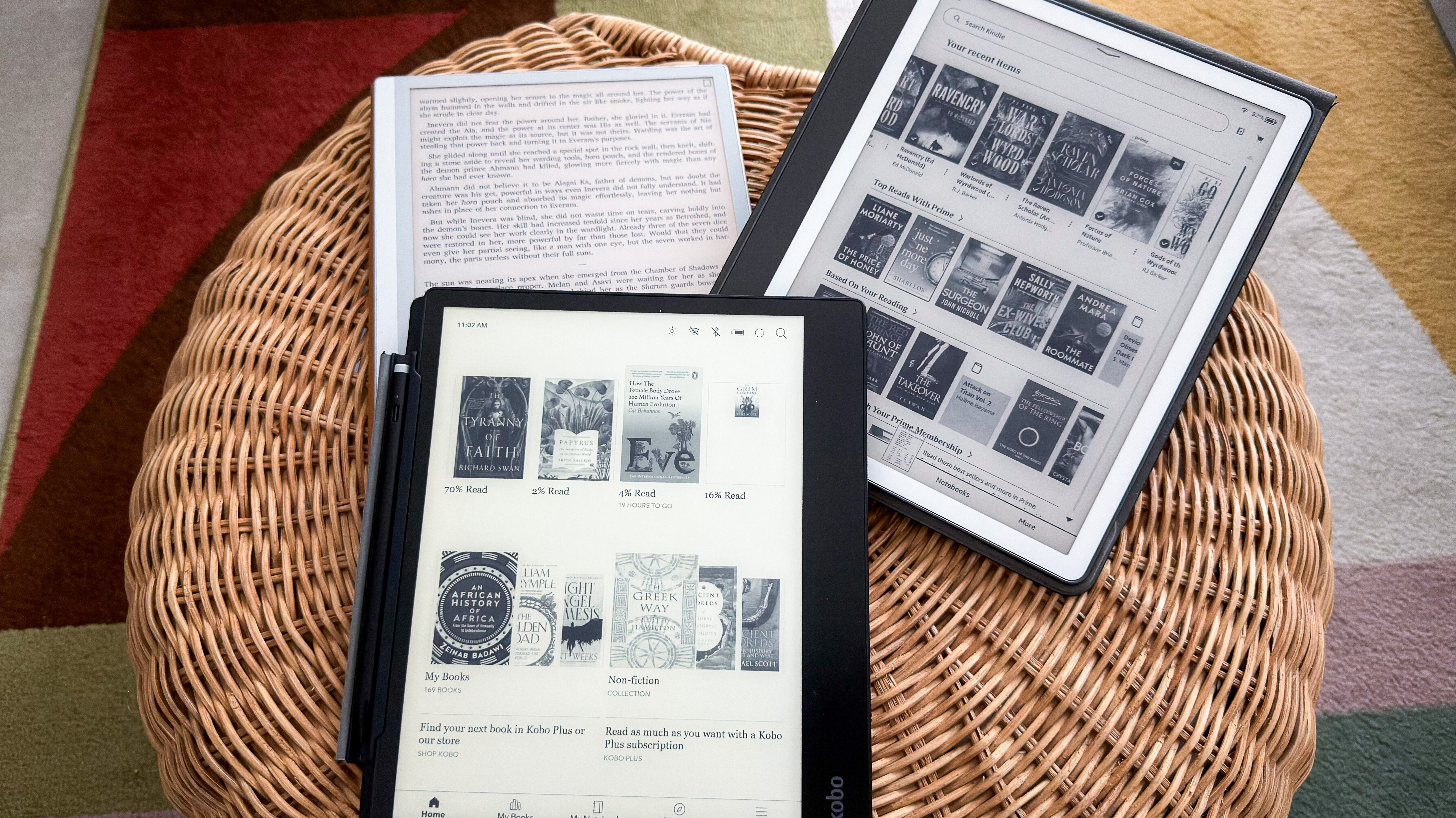 Kobo Elipsa 2E with the 2024 Kindle Scribe and the 2026 Boox Go 10.3 Gen II Lumi