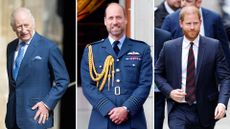 Composite of pictures of King Charles, Prince William and Prince Harry respectively in 2025 