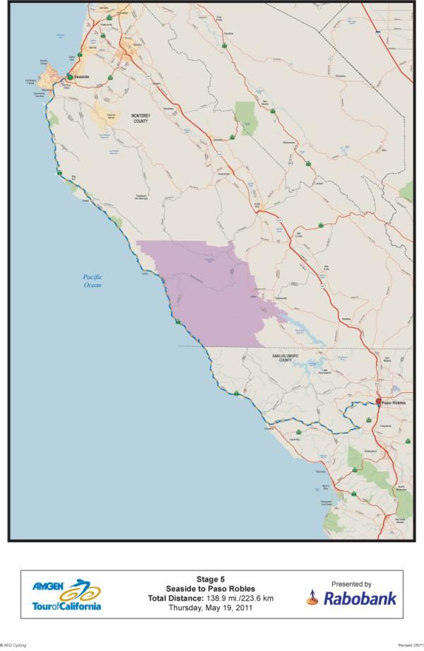 Stage 5 heads down the coast to Paso Robles
