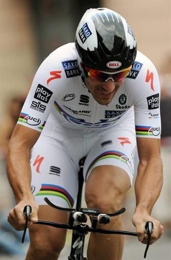 Fabian Cancellara (Team Saxo Bank) time trials to a stage win in Switzerland.