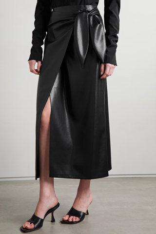 '70s Fashion Trends 2023 | NANUSHKA Amas Wrap-Effect Vegan Leather Midi Skirt
