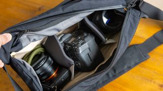 Internal compartment of the Bellroy Venture 10L Sling Camera Edition bag