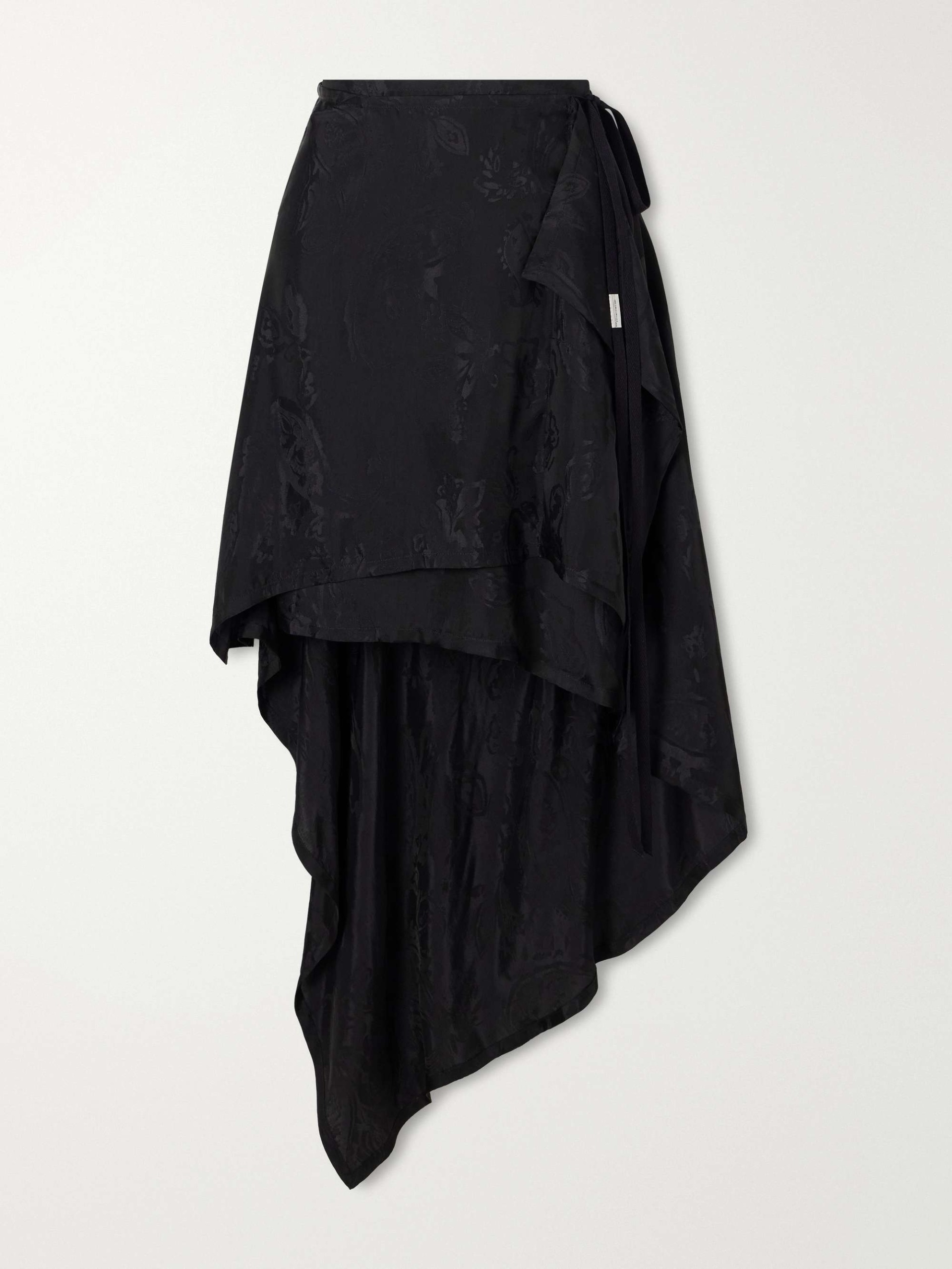 Birit Paisley-Jacquard Satin Asymmetric Wrap Midi Skirt