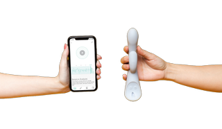 app controlled vibrator in woman's hands