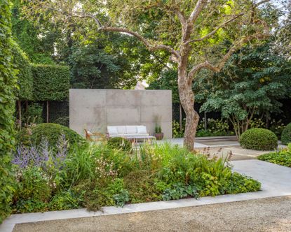 A minimalist city garden of outdoor rooms with innovative topiary ...