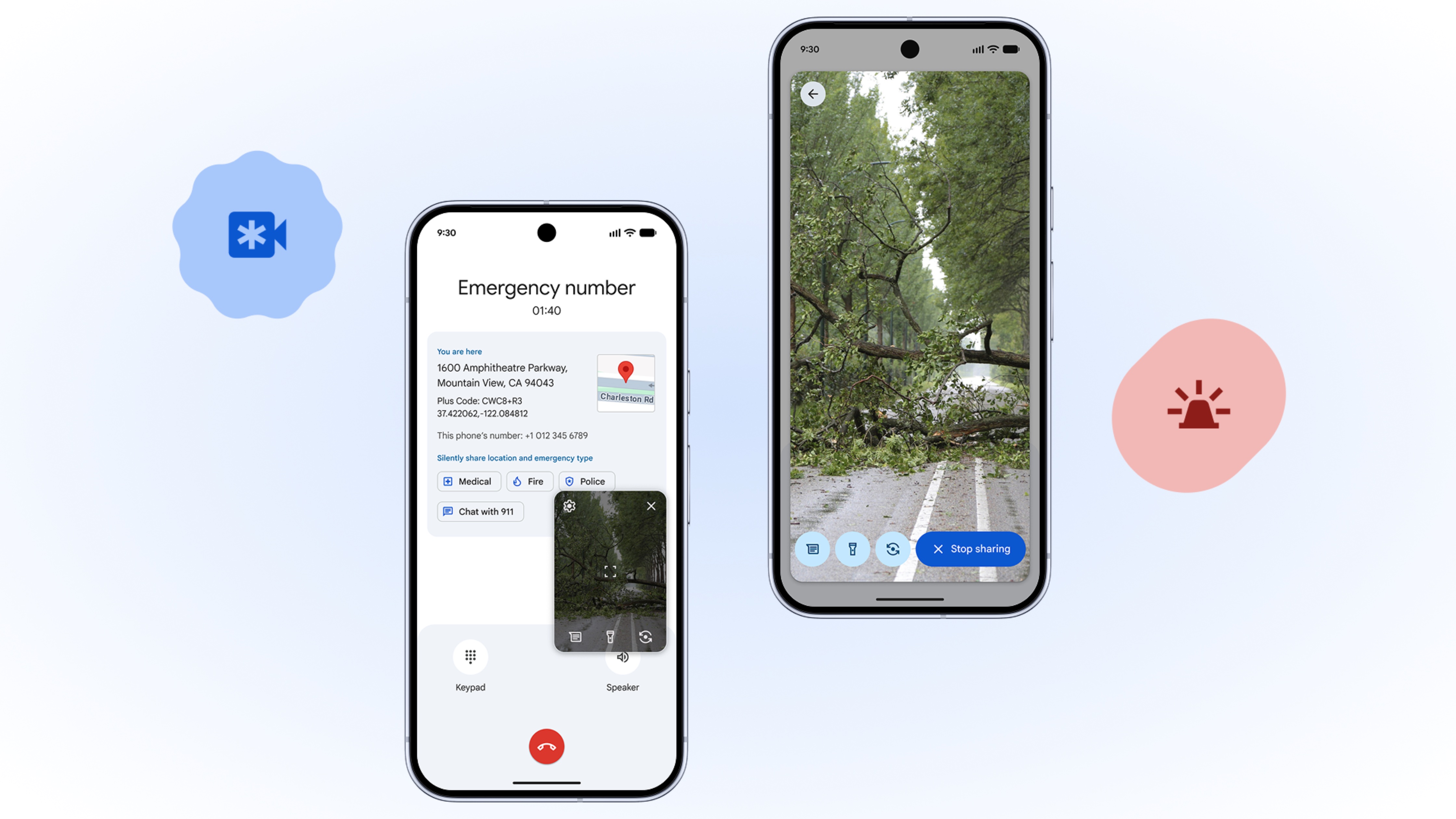 Android Emergency Live Video on a Pixel.