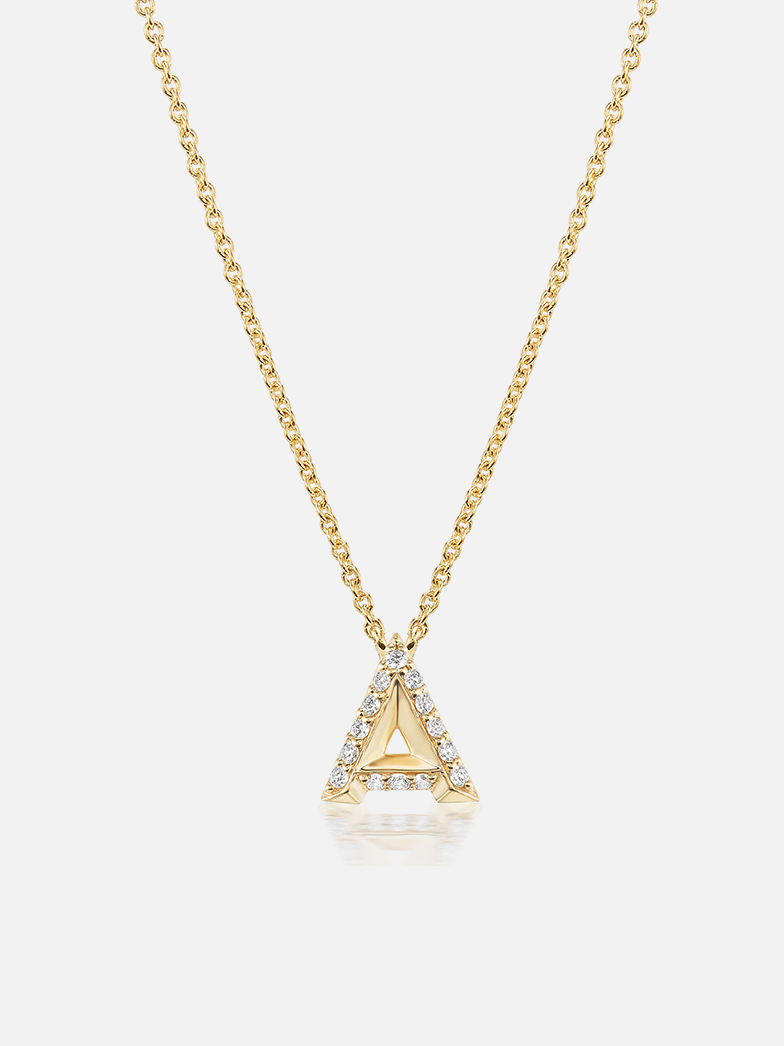 16" Knife Edge Initial Pendant Necklace - a