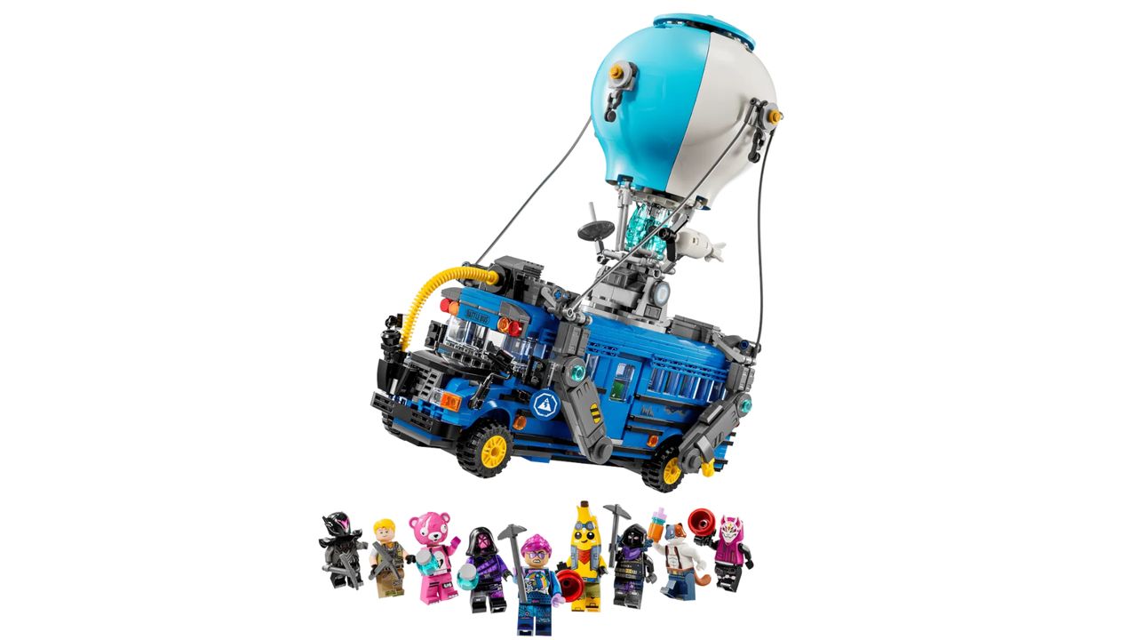 Lego Battle Bus on a plain background