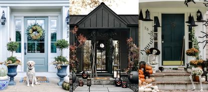 Three examples of halloween porch decor