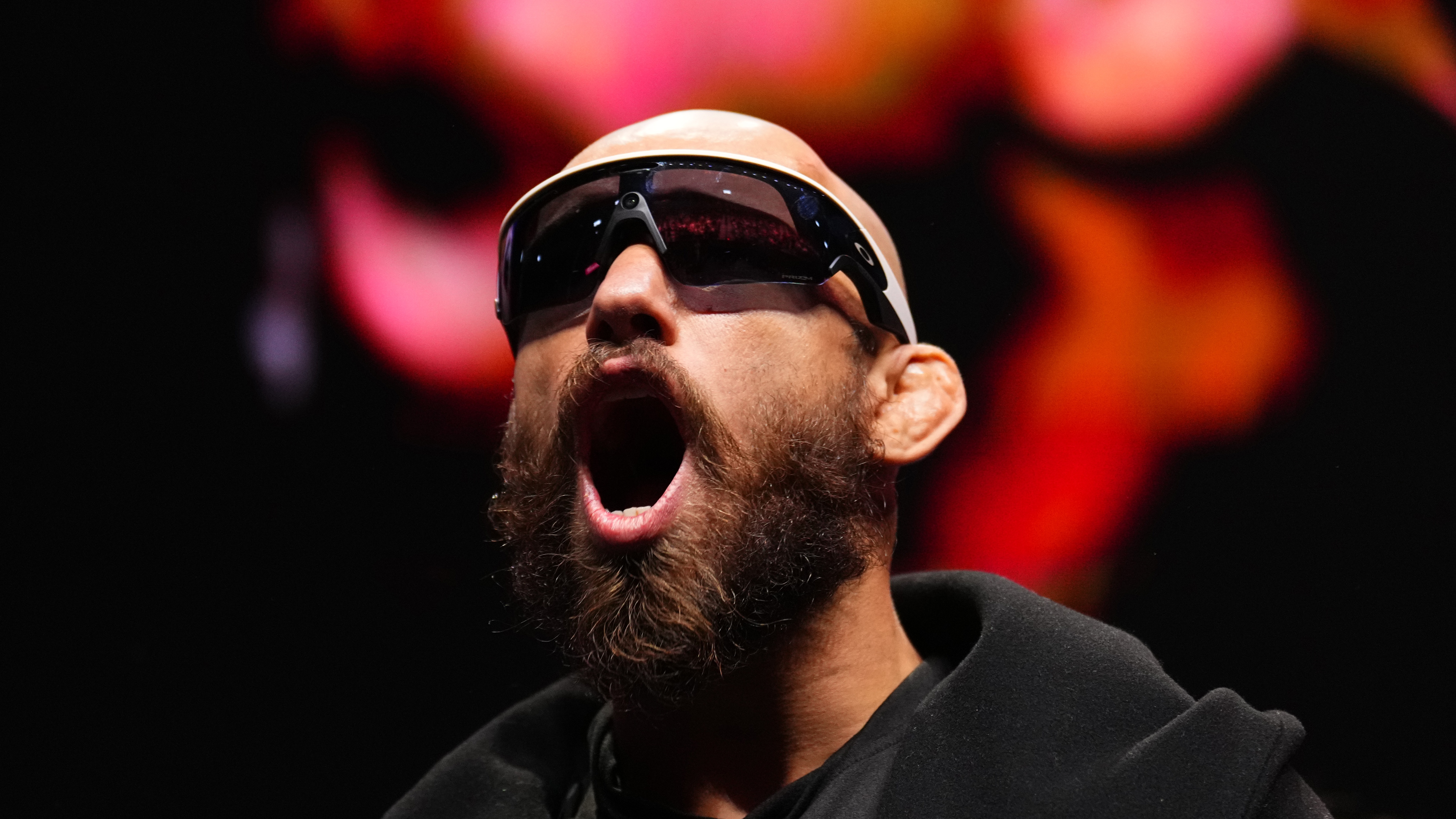 LAS VEGAS, NEVADA - JANUARY 22: Jean Silva of Brazil is seen on stage during the UFC 324 press conference at T-Mobile Arena on January 22, 2026 in Las Vegas, Nevada. (Photo by Chris Unger/Zuffa LLC)