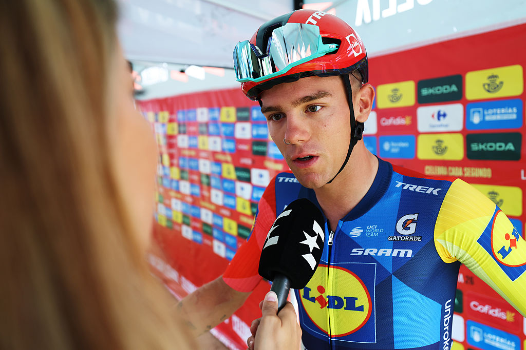 Thibau Nys (Lidl - Trek) meets the media before stage 10 of the 2026 Vuelta a Espa&amp;ntilde;a in Alcaraz, Spain. (Photo by Alexander Hassenstein/Getty Images)
