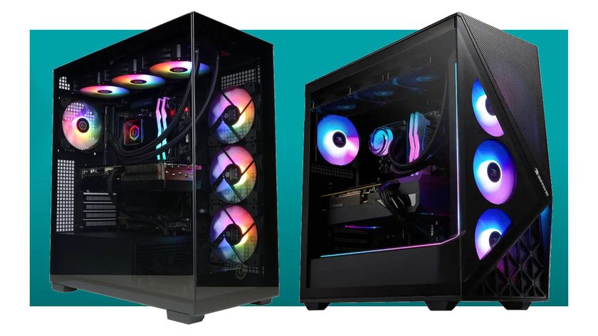 A CyberPowerPC and iBuyPower PC on a blue background