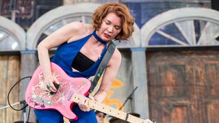 Sue Foley performs during 2023 New Orleans Jazz & Heritage Festival at Fair Grounds Race Course on May 05, 2023 in New Orleans, Louisiana.