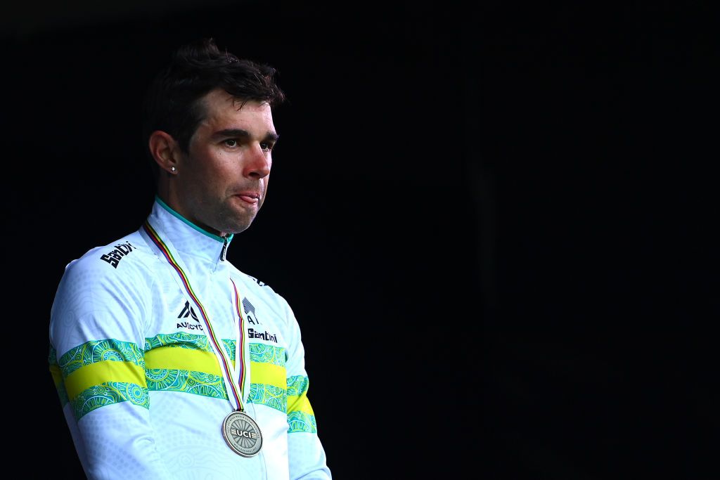 WOLLONGONG AUSTRALIA SEPTEMBER 25 Bronze medalist Michael Matthews of Australia poses on the podium during the medal ceremony after the 95th UCI Road World Championships 2022 Men Elite Road Race a 2669km race from Helensburgh to Wollongong Wollongong2022 on September 25 2022 in Wollongong Australia Photo by Tim de WaeleGetty Images