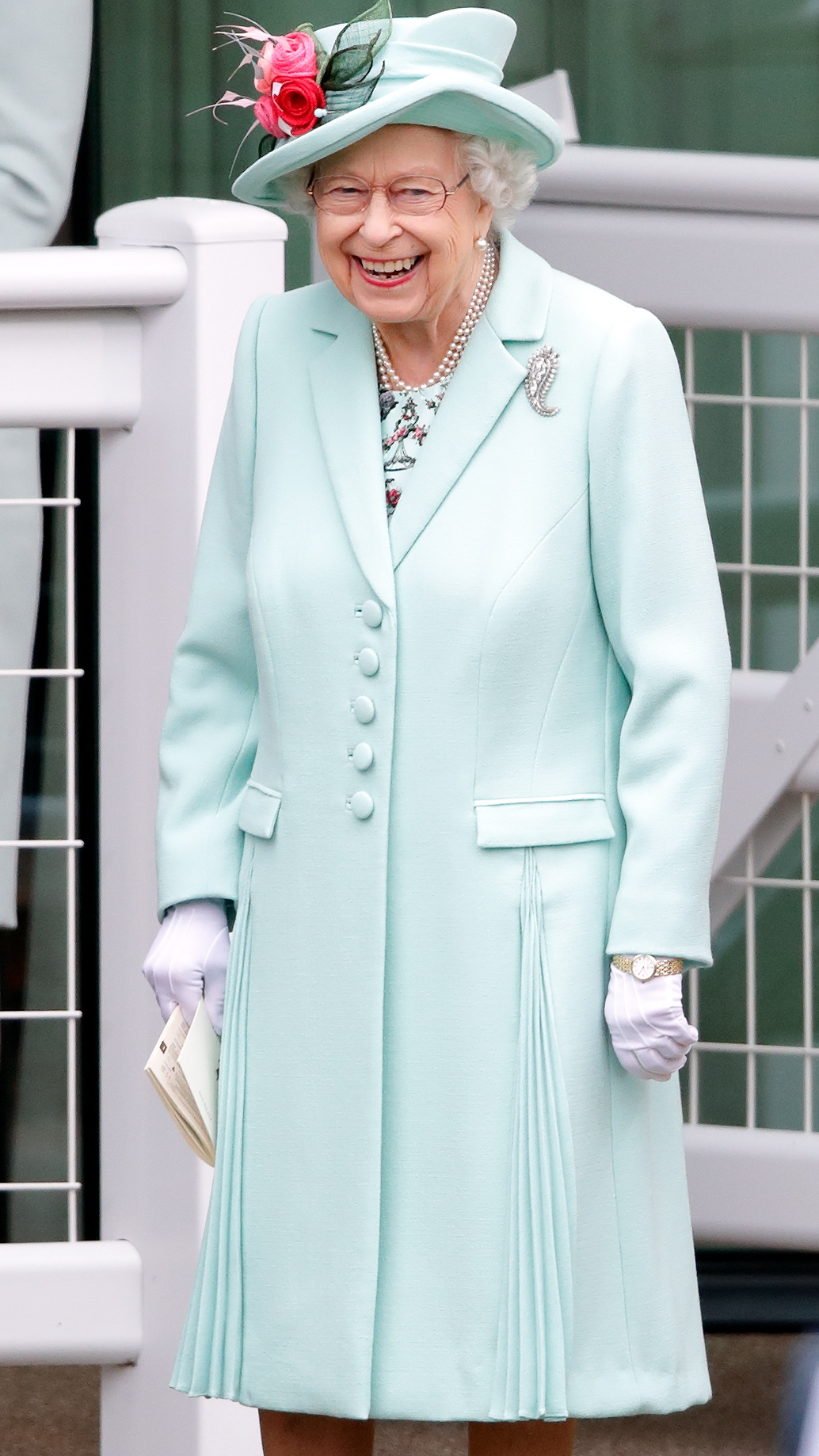 Queen Camilla's mint green Ascot dress with fringed…