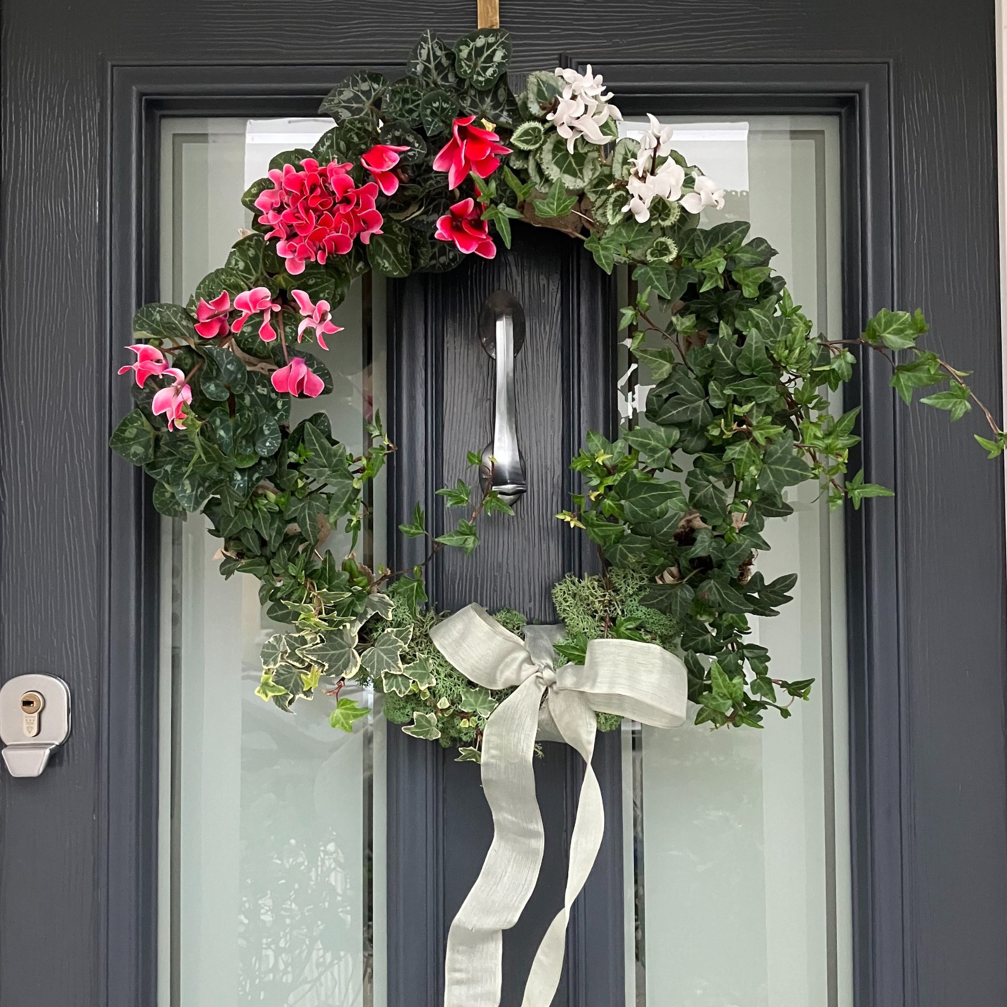 Christmas cyclamen and ivy wreath