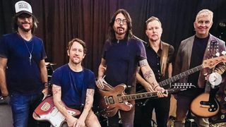 Foo Fighters: A colorised image of a Foo Fighters press pic reveals the finish of Grohl's new Epiphone