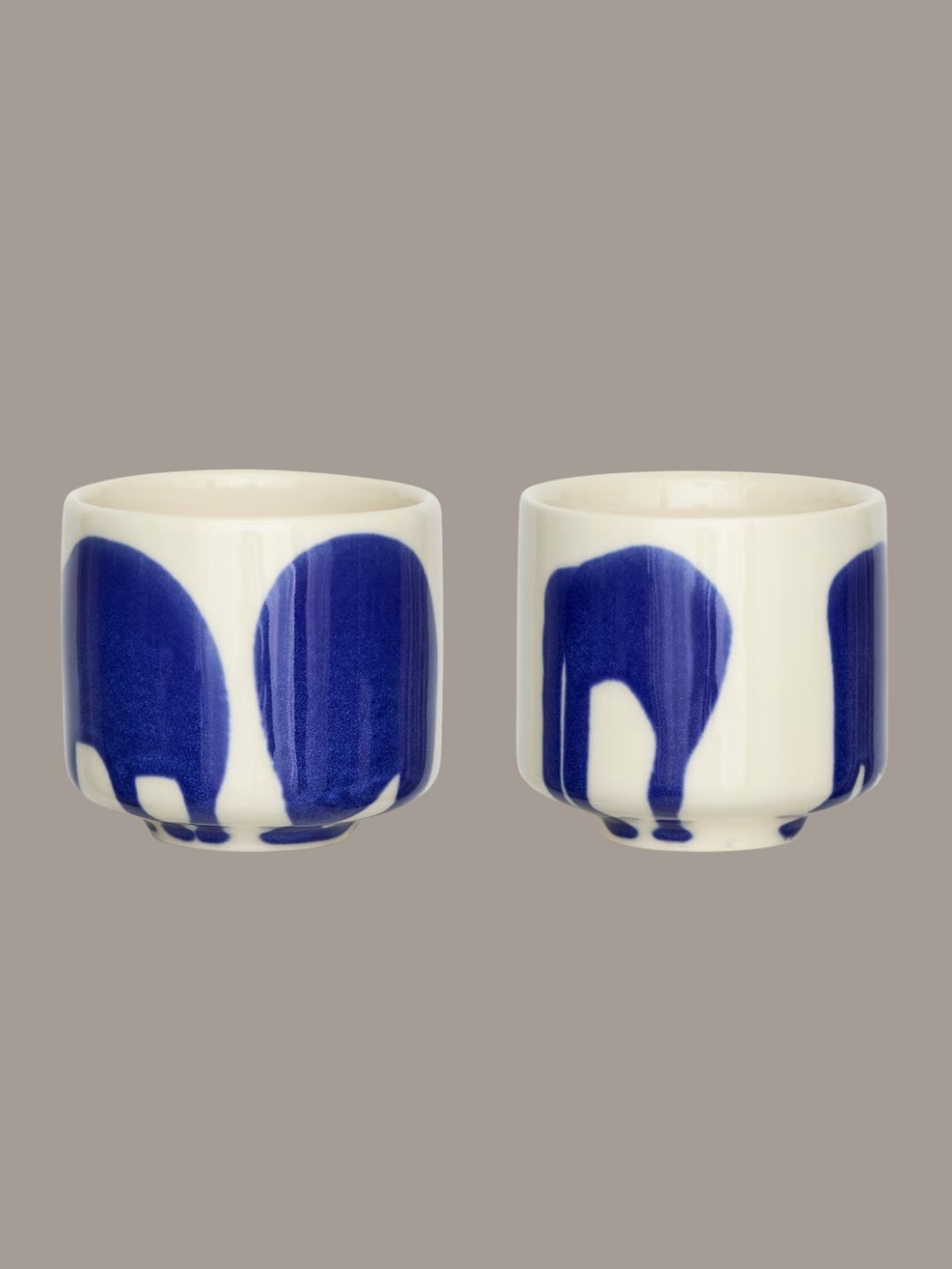 ARKET, Stoneware Cups, Set of 2, Blue/White