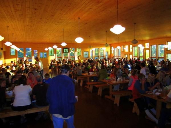 Dining room full of hungry racers