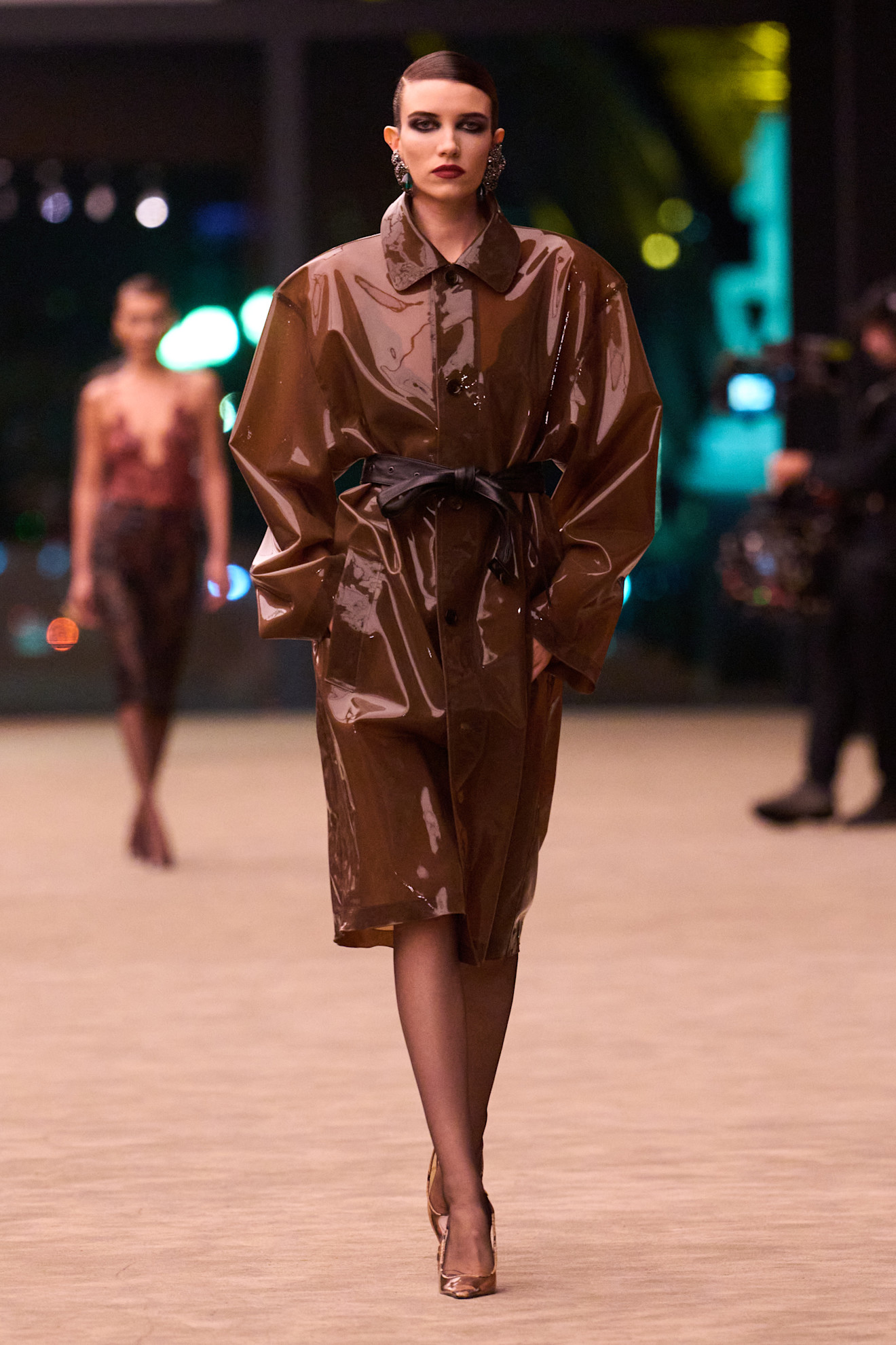 a model walks the saint laurent f/w 26 runway.