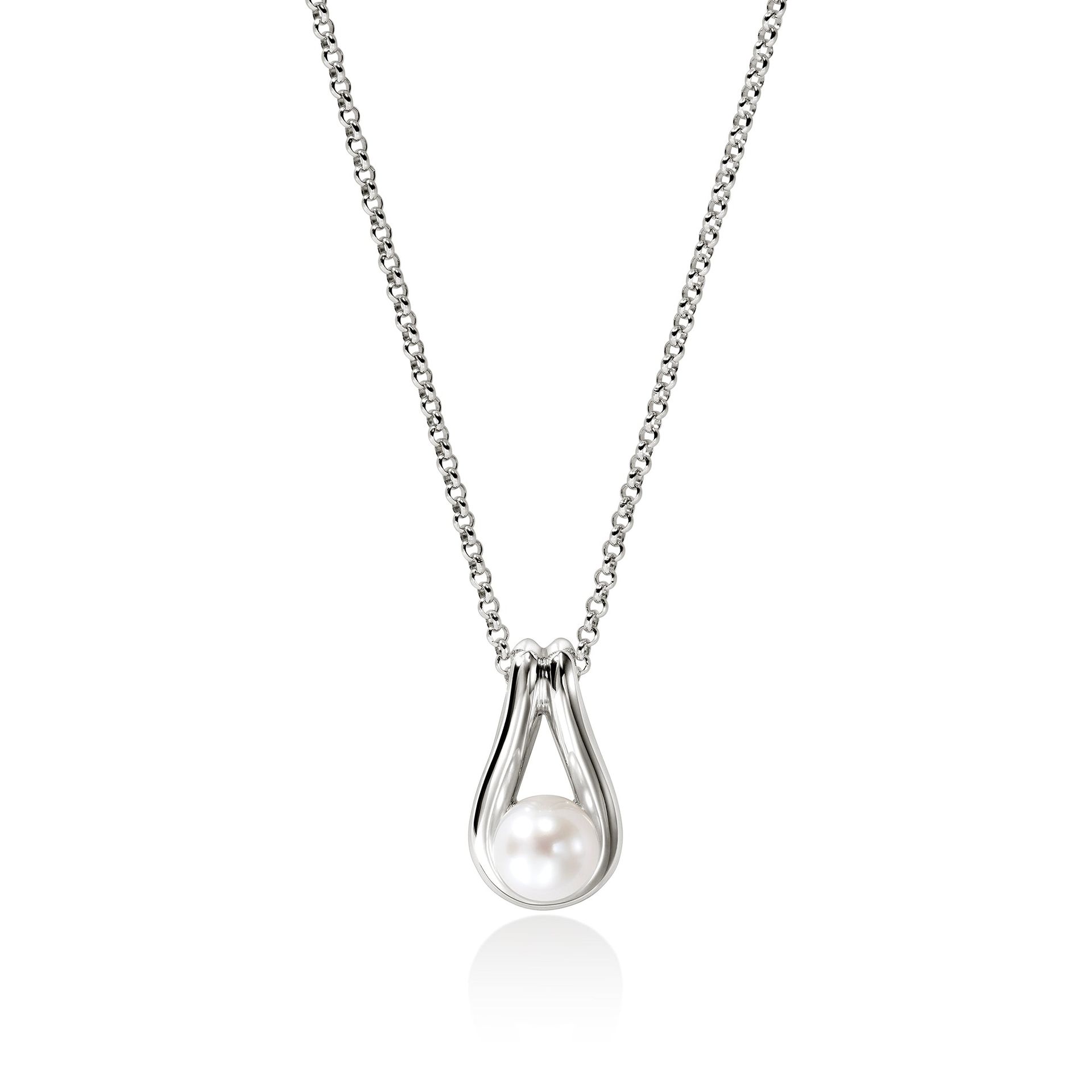 Surf Pendant Necklace, Sterling Silver, Pearl|nb895011