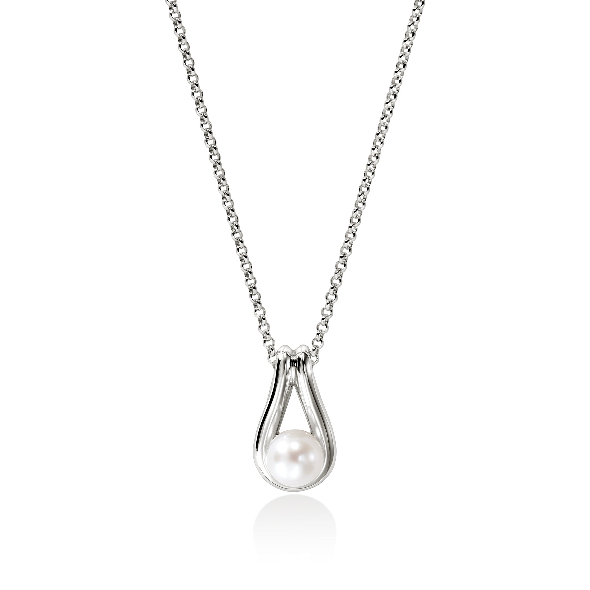 Surf Pendant Necklace, Sterling Silver, Pearl|nb895011