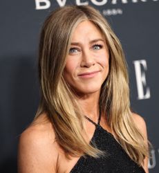 Jennifer Aniston in a sparkly black dress attends Elle Women in Hollywood 2025 at Four Seasons Hotel Los Angeles at Beverly Hills on November 17, 2025 in Los Angeles, California