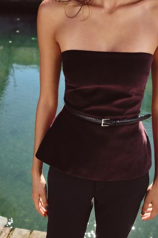 Belted Velvet Top