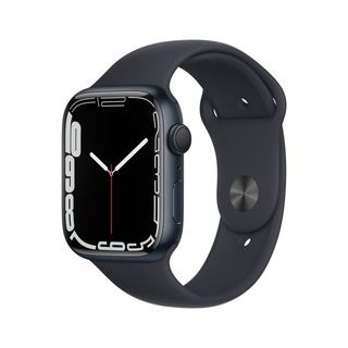 Apple Watch Series 7 i farven midnight på hvid baggrund