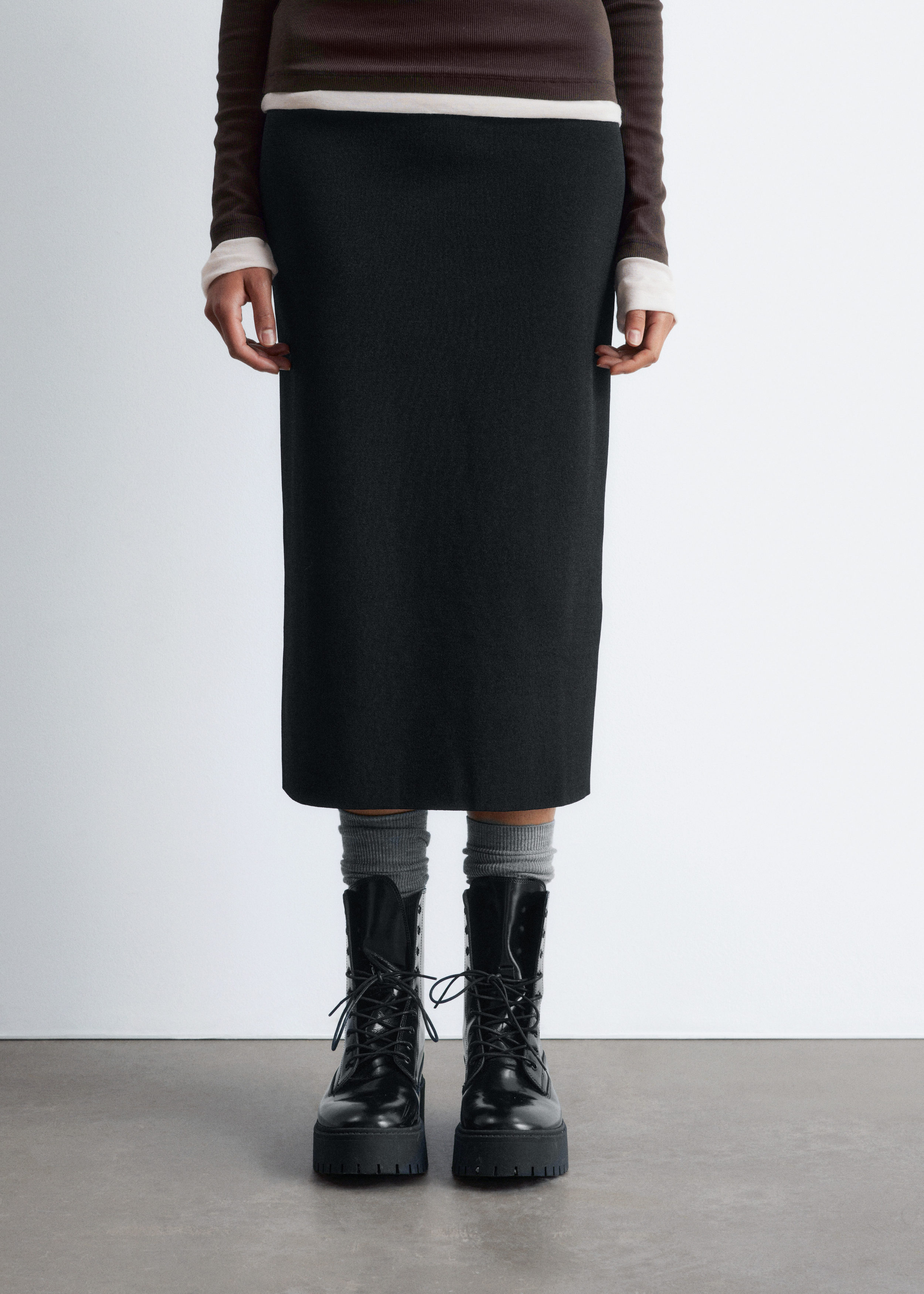 Knitted Pencil Midi Skirt