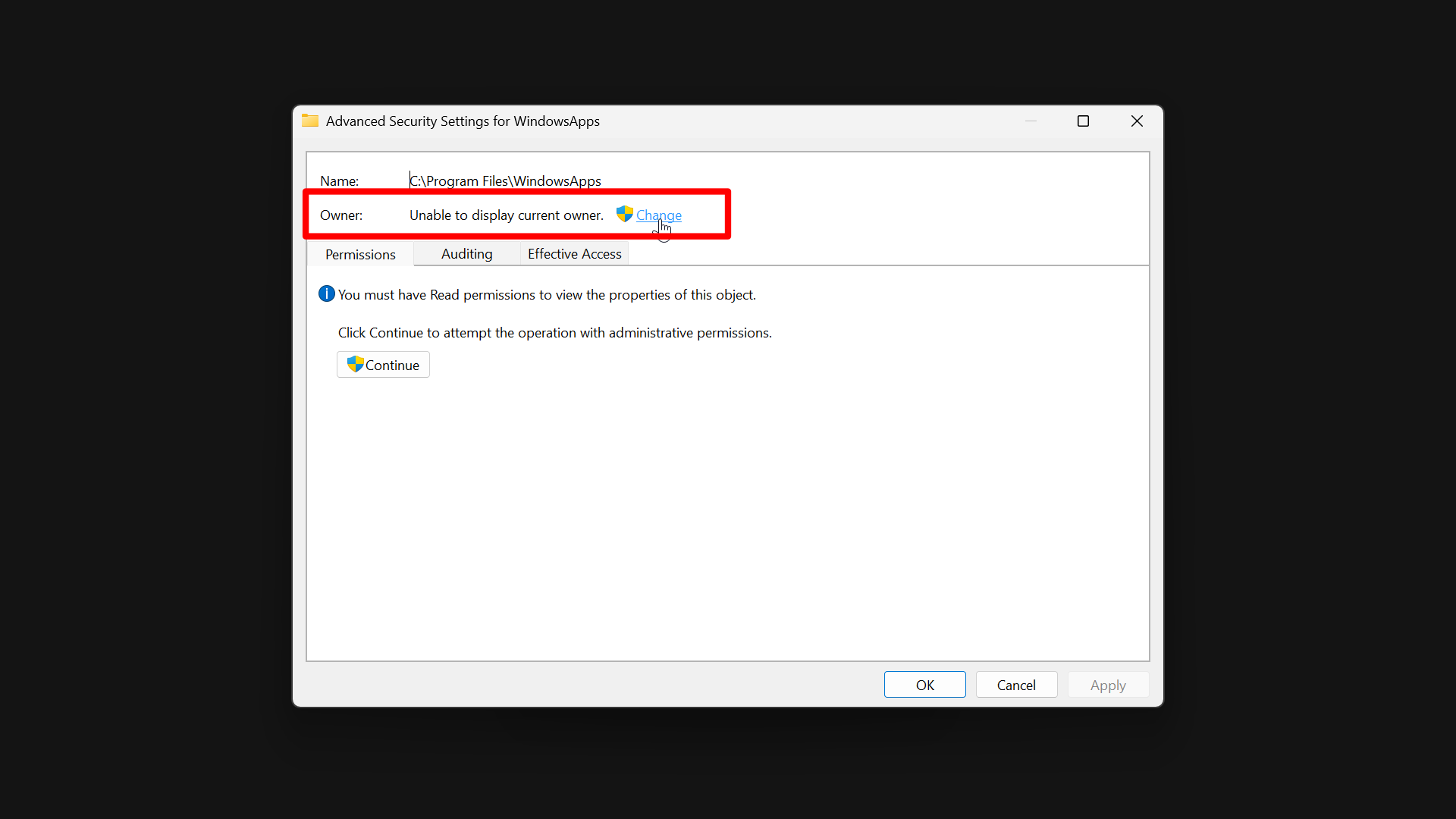 Step by step guide on how to access WindowsApps folders