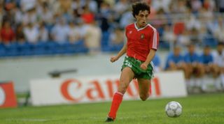 3 Jun 1986: Paulo Futre of Portugal in action during the World Cup match against England at the Technologico Stadium in Monterrey, Mexico. Portugal won the match 1-0. \ Mandatory Credit: David Cannon/Allsport