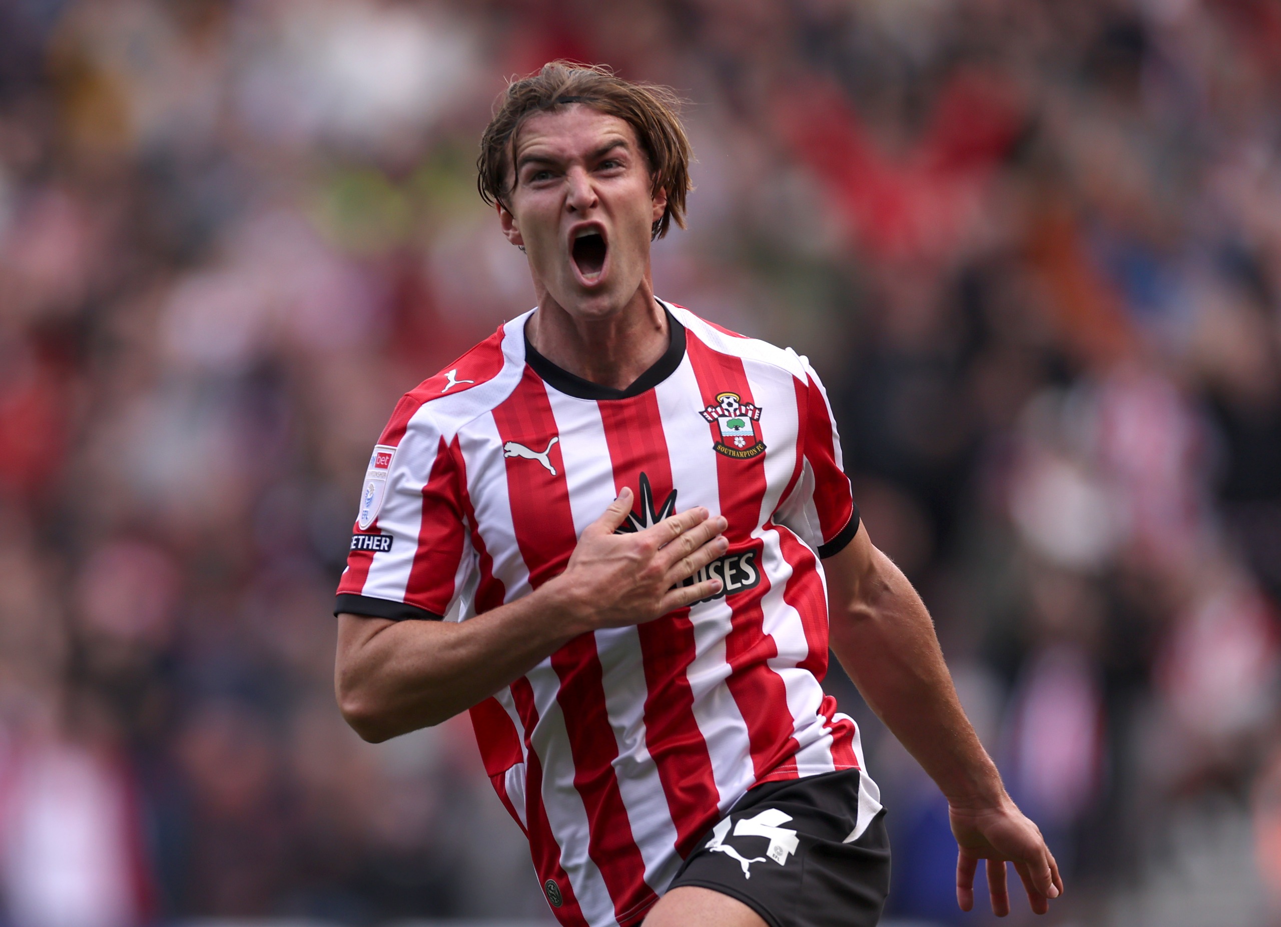 James Bree celebrates scoring for Southampton