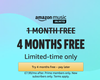 Amazon Music Unlimited: 4 months free