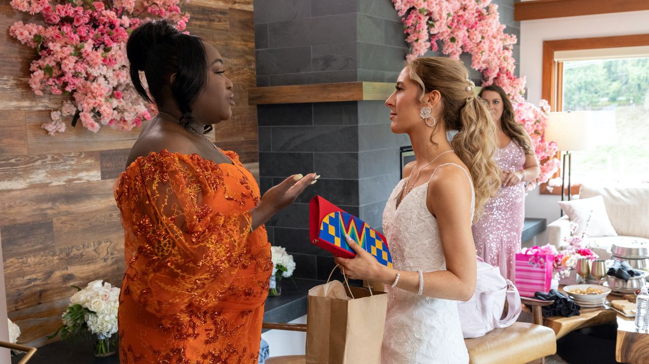 kwame&#039;s sister barbara and chelsea on the wedding day during love is blind season 4 on netflix